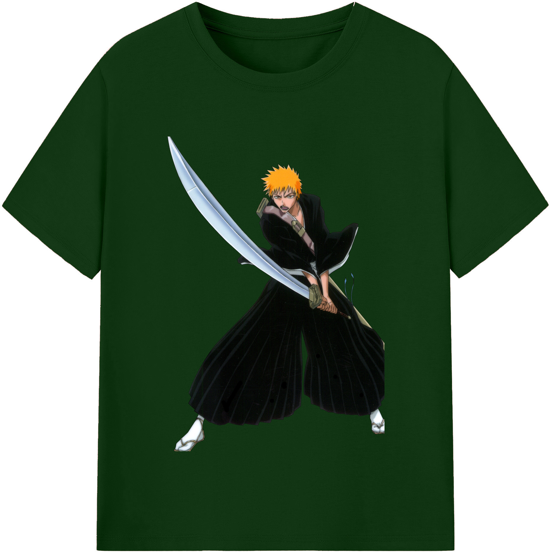 （画像用） ブリーチ 黒崎一護（くろさき いちご）BLEACH Kurosaki Ichigo 綿100％半袖Tシャツ（フロントプリント）